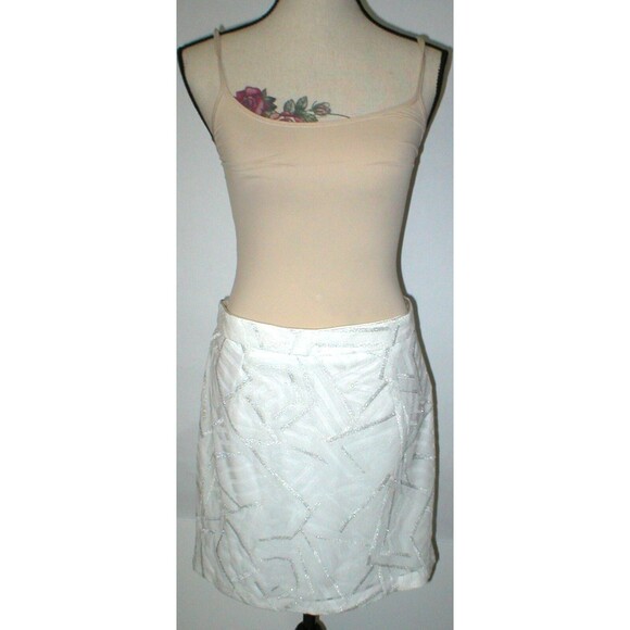 New NWT Womens Piperlime Collection White Silver Sequins Skirt S Small Party - Picture 2 of 11